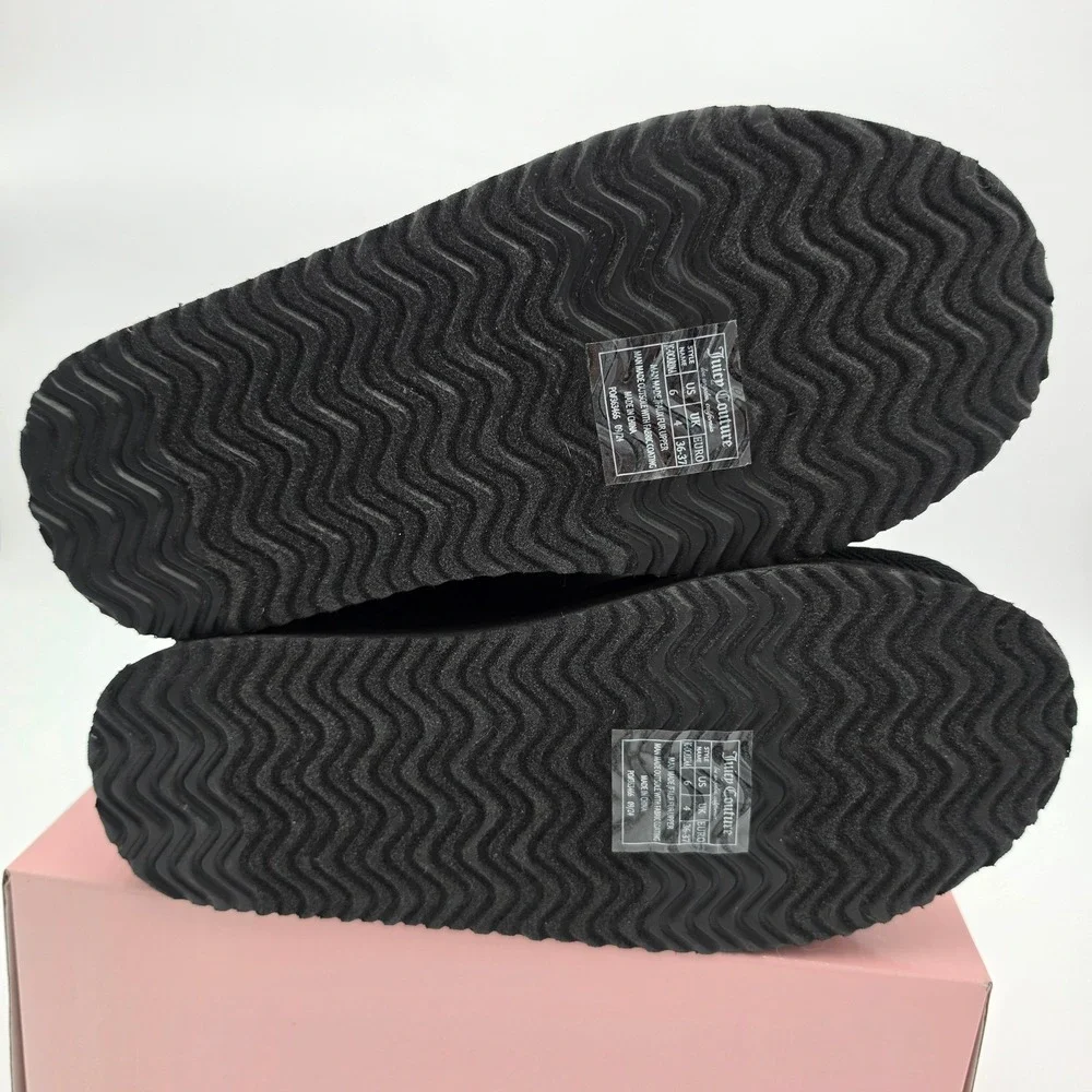 Juicy Couture Ocarina Black Faux Leather Faux Fur Platform Ankle Boots 6 NEW
